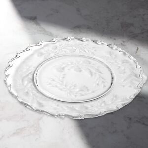 Antique Mid Century Fostoria Heather Etched Crystal 9.5” Dinner Plate